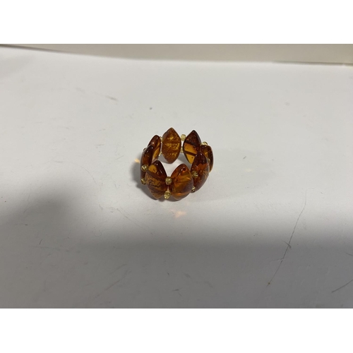 72 - Pressed Amber Flexi Ring