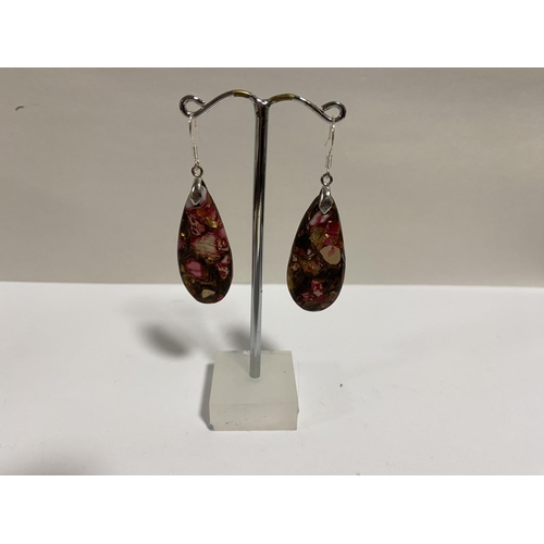 76 - Sterling Silver & Pink Jasper earrings