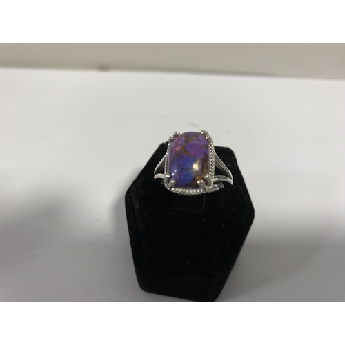 11 - 925 Silver Gold & Lavender Quartz Ring, size M-N