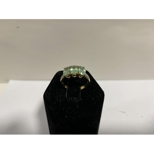 30 - 9ct Gold Emeralds & Diamonds Ring, Size I