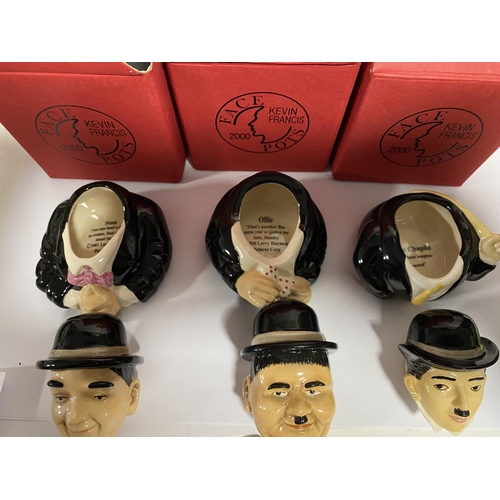 15 - Kevin Francis Face Pots - Laurel & Hardy & Charlie Chaplin