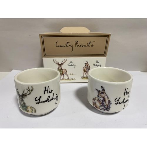 20 - His & Her Ladyship Stag & Doe Eggcups, Boxed, New