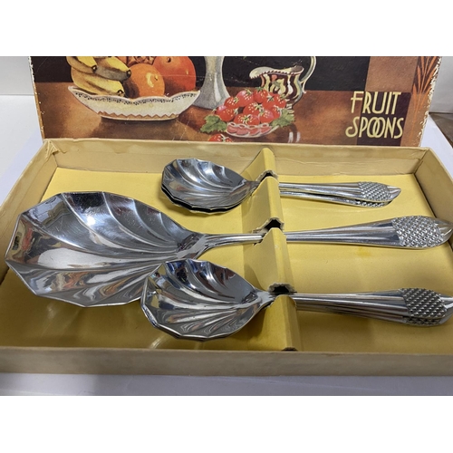 65 - C1960's Chrome Plated Fruit Set, Boxed