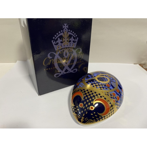 87 - Royal Crown Derby Paperweight - Computer Mouse, Gold Stopper, Boxed