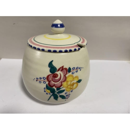 96 - Poole Hand Decorated Jam Pot / Sugar Bowl