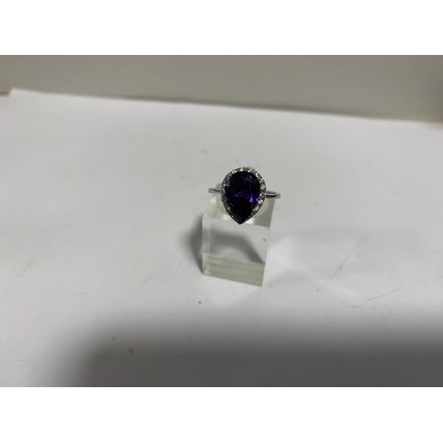 47 - Sterling Silver & Amethyst Crystal Ring, size M