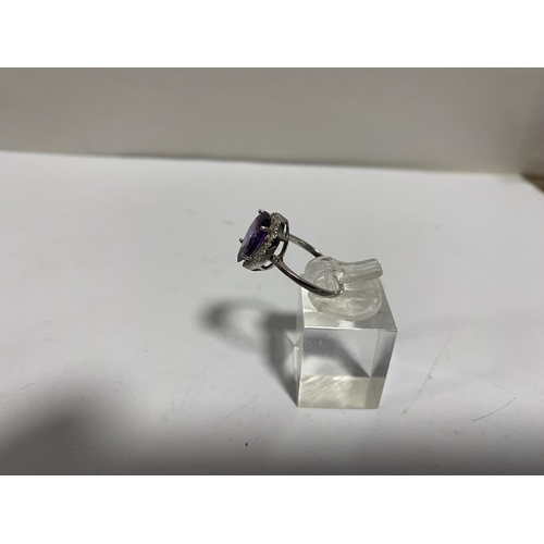 47 - Sterling Silver & Amethyst Crystal Ring, size M