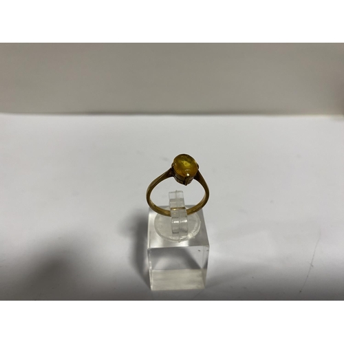 51 - 9ct Gold & Citrine Ring, size L-M, 2.16g weight