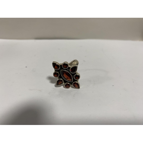 280 - Sterling Silver 925 Garnet Stone Ring, Size R-S