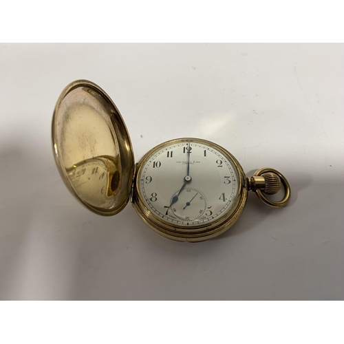 287 - Gold Plated Full Hunter Pocket Watch - Thomas Russell, Liverpool