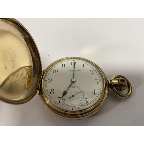 287 - Gold Plated Full Hunter Pocket Watch - Thomas Russell, Liverpool