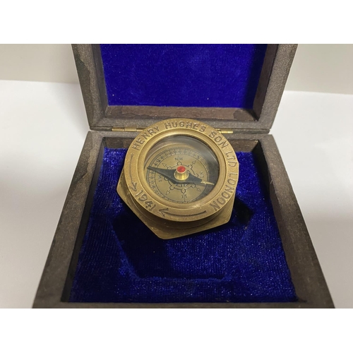 285 - Henry Hughes Style Navy Compass in Wooden Box