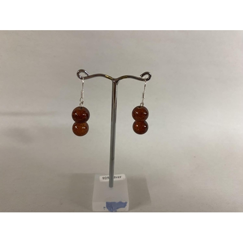 290 - 925 Silver Pressed Amber Earrings