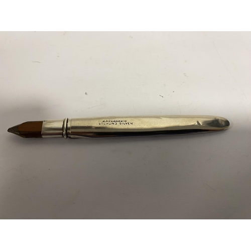 303 - Sampson Mordan Sterling Silver cedar Pencil Holder c1900, has some dents