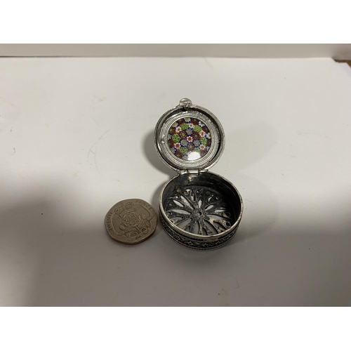 228 - Sterling Silver 925 & Millefiori Trinket / Pill Box