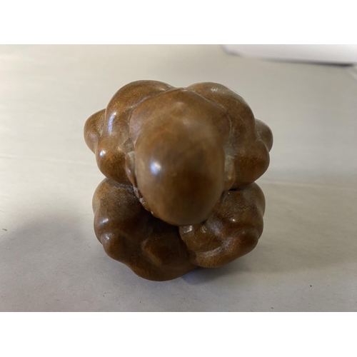 64 - Fruitwood Netsuke / Carving - Meditating Man