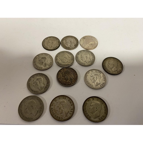 188 - 13 x Pre 1947 Silver 1 Shilling Coins - English & Scottish