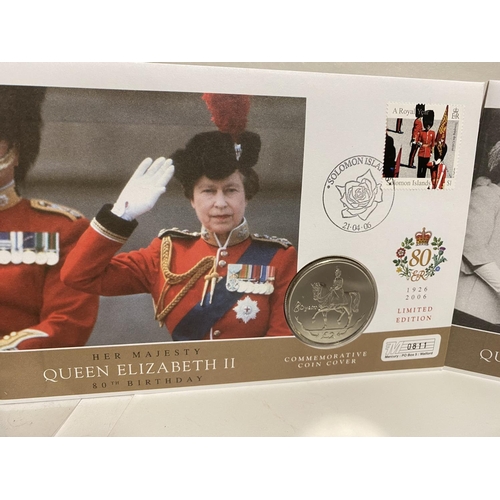 299 - Elizabeth 11 Commemorative 80th Birthday Coin Covers