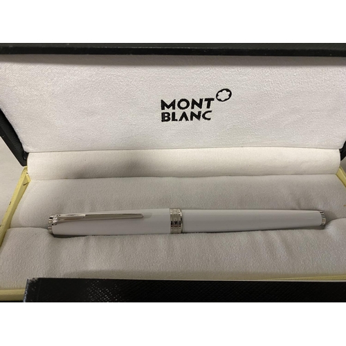 58 - Mont Blanc Pix Rollerball, White Resin & Platinum Trim