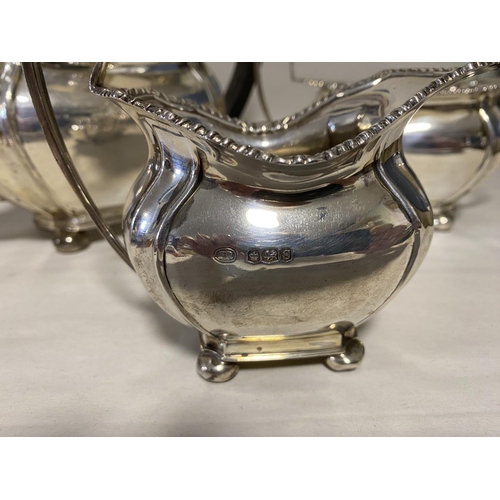 122 - Hallmarked Silver 3-Piece Teaset - Sheffield 1936 by John Round, 1200g approx