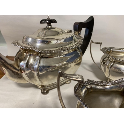 122 - Hallmarked Silver 3-Piece Teaset - Sheffield 1936 by John Round, 1200g approx