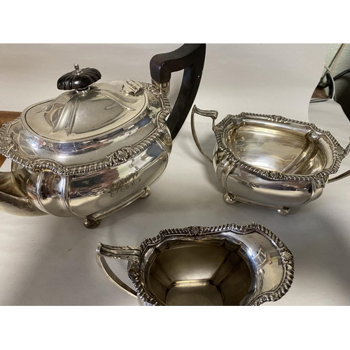 122 - Hallmarked Silver 3-Piece Teaset - Sheffield 1936 by John Round, 1200g approx