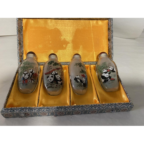 68 - Set of 4 Chinese Reverse Painted Scent Bottles - Panda's