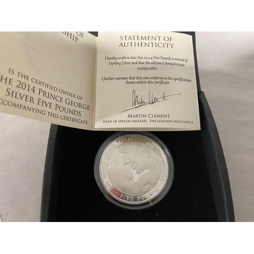 190 - Prince George limited edition £5 Silver Coin with Certificate