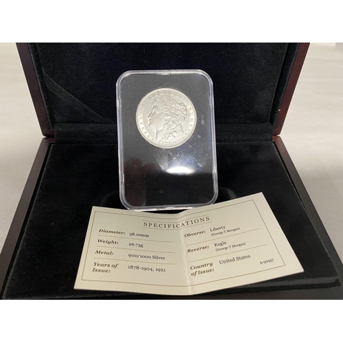 213 - 1921 Mint & Capsuled Morgan Silver Dollar, Philadelphia Mint  with Box & Certificate