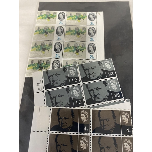 218 - QE11 Pre-Decimal Blocks of Commemorative Stamps inc. Churchill