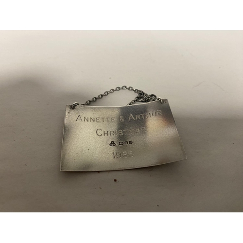 137 - Hallmarked Silver 'Port' Label, Engraved