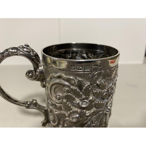 63 - Hallmarked Silver Decorated Tankard (Engraved), Sheffield 1904 by Walker & Hall - 122g Weight