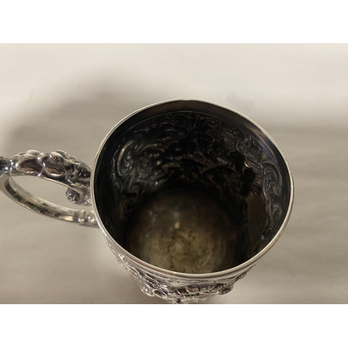 63 - Hallmarked Silver Decorated Tankard (Engraved), Sheffield 1904 by Walker & Hall - 122g Weight