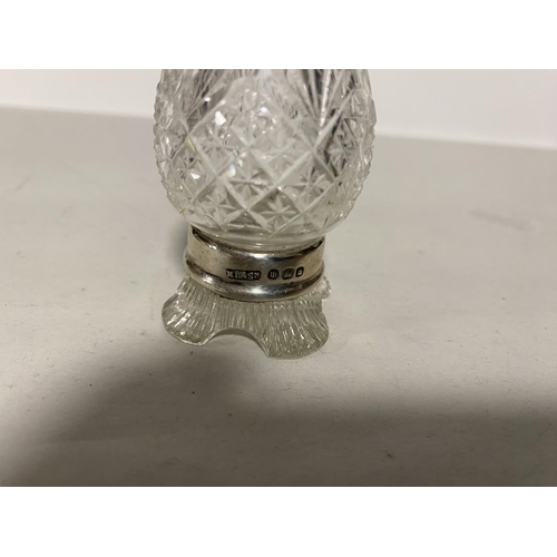 64 - Hallmarked Silver & Crystal Salt Pot by Walker & Hall, c1907