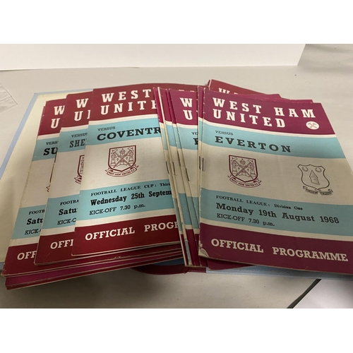 58 - West Ham United 1968/9 Full Season x 24 Football Programmes in Official Folder