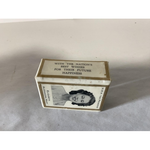 17 - Princess Elizabeth & Philip Mountbatten Melamine Matchbox Holder