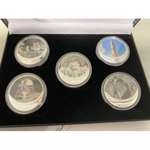 26 - 5 Piece Commemorative Coin Set in Display Box - Apollo 11 Moon Landing