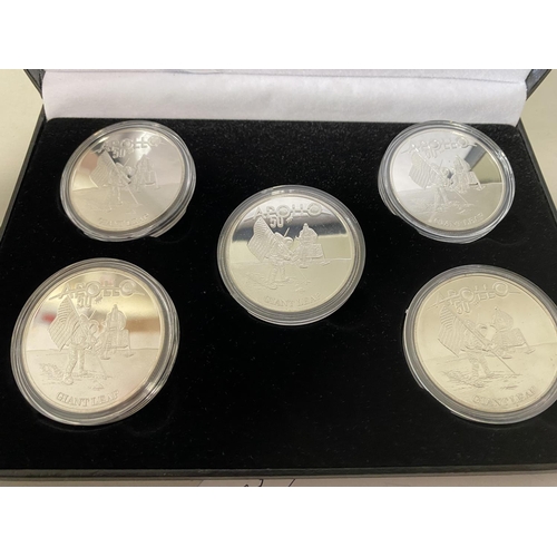 26 - 5 Piece Commemorative Coin Set in Display Box - Apollo 11 Moon Landing