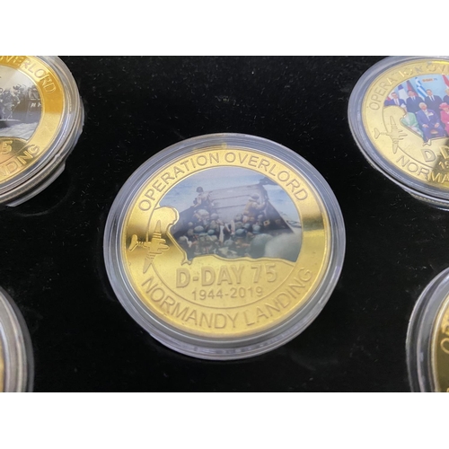 27 - 5 Piece Commemorative Coin Set in Display Box - Operation Overlord D Day 75th Anniversary with Certi... 