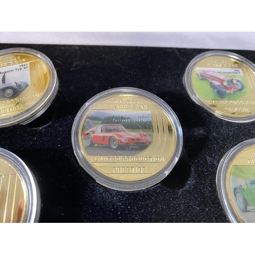 28 - 5 Piece Commemorative Coin Set in Display Box - Classic Cars with Certificate