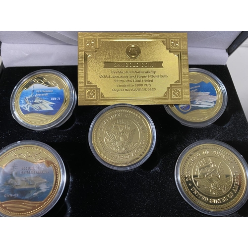 30 - 5 Piece Commemorative Coin Set in Display Box - US Aircraft Carriers with Certificate