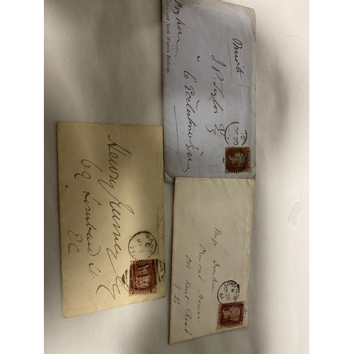 53 - 3 x Victorian Envelopes with Penny Red Stamps inc 1861 - One has Letter Inside