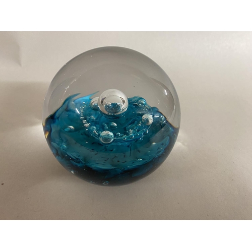 40 - Selkirk Glass Signed Paperweight - Ocean Mist