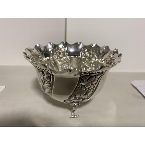 53 - Hallmarked Silver Ornate Sugar Bowl, 4.5