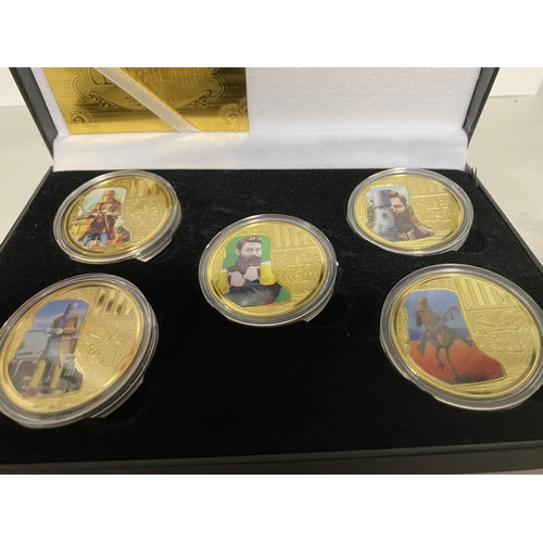 262 - Set of Gold Plated 'Ned Kelly' 1855-1880 Coins with Display Case & Cert