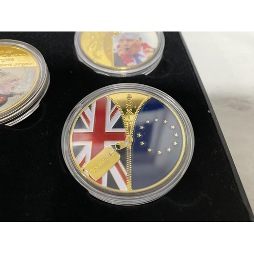 229 - Boris Johnson - Limited Edition Gold Plated 'Brexit' Coin Set with Box/Cert