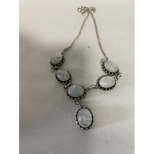 90 - Sterling Silver & Moonstone Necklace