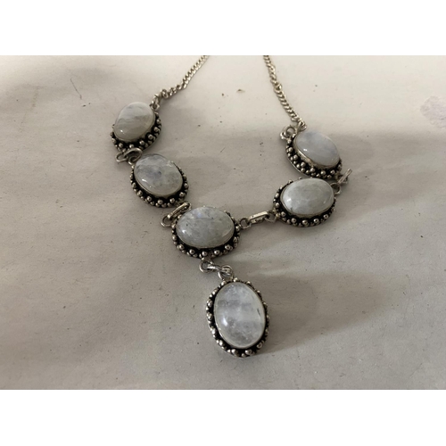 90 - Sterling Silver & Moonstone Necklace