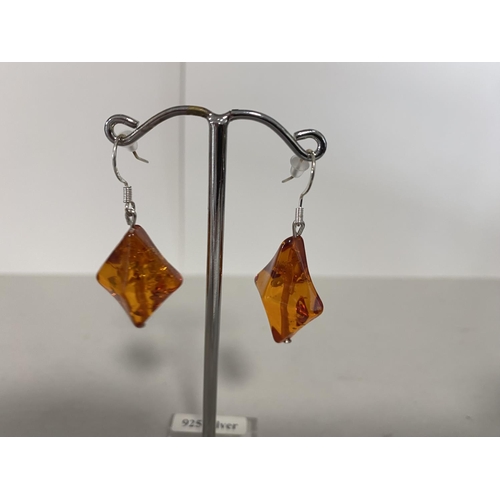 192 - 925 Silver & Copal Amber Earrings