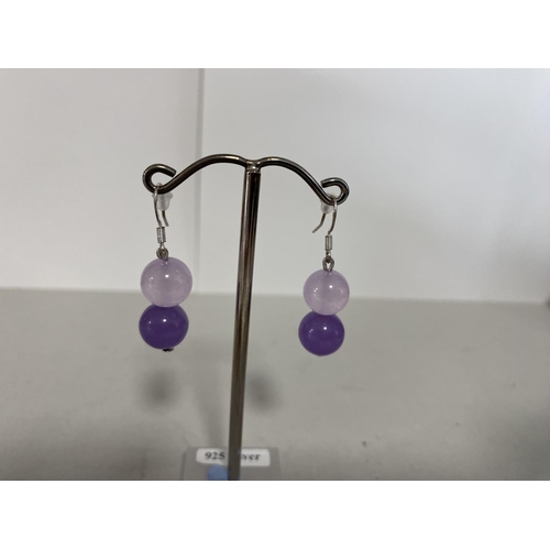 193 - 925 Silver & Lavender Malay Jade Earrings